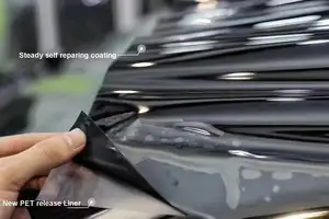 ซ่อมอย่างรวด<span class=keywords><strong>เร็ว</strong></span>ไวนิลรถสีดําเงาซับตัวเอง PET ซับห่อรถไวนิลป้องกันรอยขีดข่วน - Product Image 4