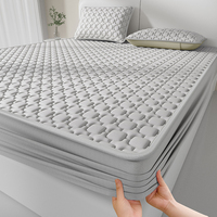 Draps de lit en latex épais de 12 mm, couleur unie, absorbant l'humidité, respirant, antibactérien, rafraîchissant, draps ajustés