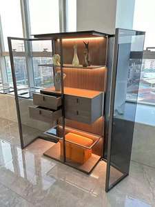 Gabinetes de almacenamiento de acero inoxidable de lujo, gabinetes de <span class=keywords><strong>vino</strong></span> de vidrio templado en la sala de estar y estantes de <span class=keywords><strong>vino</strong></span> en la sala de exposiciones - Product Image 4