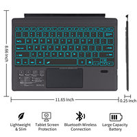 Clavier sans fil avec pavé tactile 7 couleurs rétroéclairé par batterie rechargeable Clavier détachable pour Microsoft Surface Pro 3/4/5/6/7/7 +