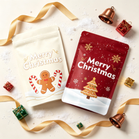 Pochettes cadeaux recyclables en PE laminé avec fermeture éclair, sacs imprimés festifs avec motif Père Noël et flocon de neige pour l'emballage de friandises de Noël