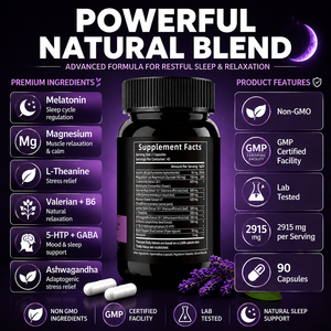 Complément alimentaire Shecome à la mélatonine avec magnésium pour améliorer la qualité du sommeil des adultes, 90 capsules de mélatonine - Product Image 4