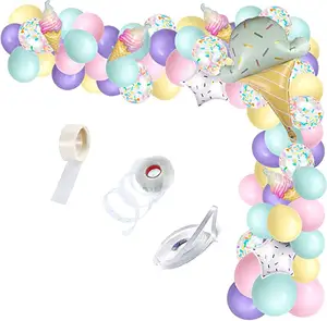Ice Cream Party Balloons Arch Garland kit 97 Pcs Ice Cream Foil Balloons balloons for Summer Birthday Party Infant Girl Boy Kid