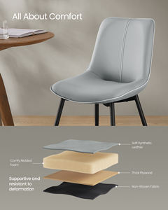<span class=keywords><strong>Chaises</strong></span> de salle à manger modernes grises <span class=keywords><strong>VASAGLE</strong></span>, rembourrées en cuir, sans accoudoirs, dossier, pieds en métal - Product Image 4
