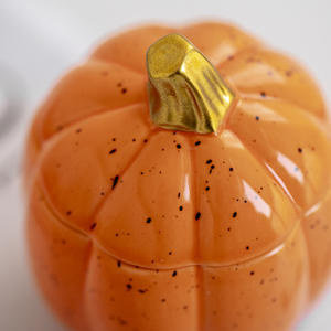 Bestcera Halloween Đồ Trang Trí Trang Trí Nến Trang Trí Chủ Matte Nến Container Bí Ngô Hình Gốm Nến Jar Với Nắp - Product Image 4