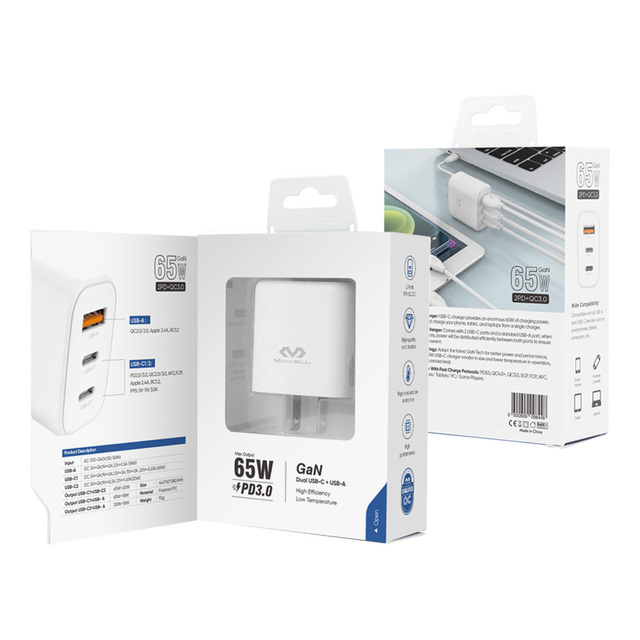 MICCELL Gan Charger 65W PD 3.0 Type-C Fast Charger with OTP/OVP Protection for Mobile Phone-30W Option
