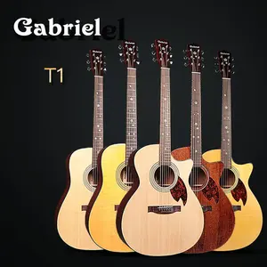 Gabriel grosir gitar listrik akustik Solid semua gitar akustik pabrik GR-T1 Top gitar OEM Solid