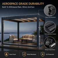 Pergola bioclimatique motorisée en aluminium 3x4m avec toit à lames orientables imperméable et porte en verre pour espace balcon extérieur