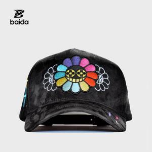 Casquettes Personnalisées Sombrero G5 INNEDIT 5 Panneaux en Dobby Suede Unisexe Casquette de Baseball Broderie Fleur & Étoile Colorées - Product Image 1