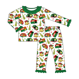 Pyjamas d'hiver personnalisés pour enfants Qingli OEM sans droits de douane, avec jolies volants, pyjamas de Noël pour filles - Product Image 2
