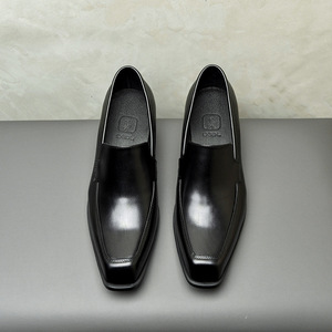 <span class=keywords><strong>JOYTIME</strong></span> Chaussures Homme en Cuir Véritable à Bout Carré, Mocassins Printemps Solides Rehaussants de 5 cm, Marron Noir, Semelle Extérieure en Caoutchouc - Product Image 1