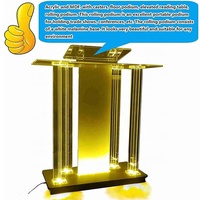 Pupitre en Acrylique Transparent avec Roues, Chaires Roulantes pour Églises, Pupitre de Sol Roulant avec Lumière, pour Salles de Conférence et Églises