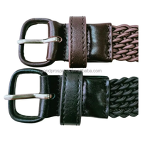 Ceinture tressée élastique tissée à la main, style rétro, décorative et tendance pour femme, large, avec boucle en alliage recouverte de cuir véritable