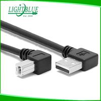 Kabel Printer USB A ke B 90 derajat, kabel Printer USB sudut kiri USB 2.0 tipe A Male ke kanan & kiri USB 2.0 kabel pemindai Male tipe B