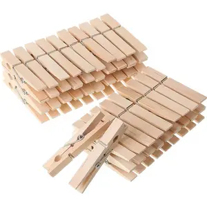 Hot Sale Biodegradable Natural Birch Wood Clothespin Clip Photo Clips Wood Clip With Jute Twine
