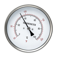 1 4 Inch (100mm) Full Stainless Steel Bimetal Thermometer 0-120C Back Stem IP65 Waterproof OEM/ODM Available Anti-Burn
