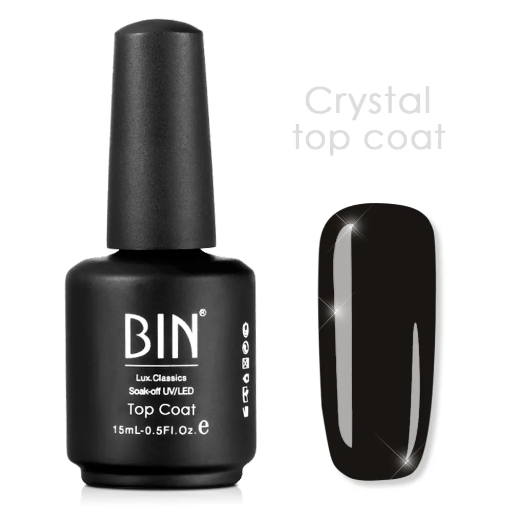 BIN High quality super shiny top coat non wipe easy soak off top coat et base en vrac natural resin crystal gel top coat