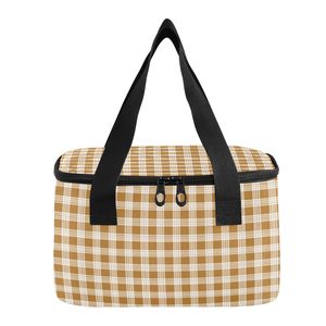 Sac isotherme portable de petite taille, sac en aluminium avec isolation en feuille d'aluminium, imprimé hawaïen Palaka, logo personnalisé, poignées courtes, mini sac à lunch - Product Image 3