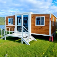 Villa préfabriquée de luxe moderne à double aile de 20 et 40 pieds, 2 ou 3 chambres, pour hôtel, complexe hôtelier, bureau de jardin, extérieur modulaire extensible