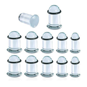 زوج واحد من موسعات الأذن الزجاجية القصيرة المستدقة 1.6-16 مم، أنفاق وسدادات لتمديد الأذن، مجوهرات ثقب الأذن ذات طابع شخصي - Product Image 6