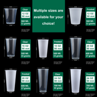 Gobelets en plastique PP transparent personnalisables Baida (diamètre 90 mm) avec impression de logo pour la restauration, le café, le thé, les jus, les smoothies