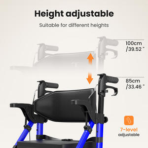Mateside Andador de acero ajustable profesional con asiento, andador portátil para compras de pacientes, andadores plegables médicos para exteriores - Product Image 3