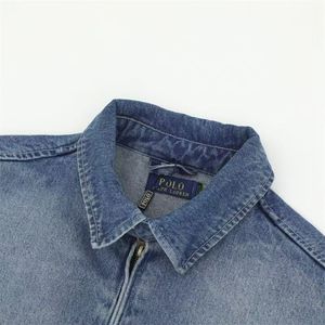 Chaqueta vaquera bordada con cuello alto y cremallera, estilo cárdigan, para hombre y mujer, holgada, informal, versátil, estilo RL. - Product Image 4