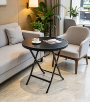 Table pliante d'intérieur simple et de haute qualité, multifonctionnelle, imperméable, durable, en verre noir, pliée, ronde, pour le jardin