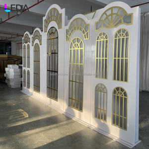 LEDA dorado acrílico elegante boda telón de fondo marco lujo blanco PVC estructura soportes boda telón de fondo - Product Image 6