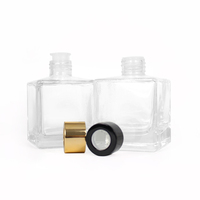 Flacon de parfum en verre de silex de haute qualité 50ml 100ml flacon diffuseur de parfum carré plat étiquette personnalisée décalcomanies
