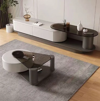 Meuble TV et table basse triangulaire en verre trempé rétractable pour petite maison et hôtel