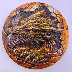 Pièce de monnaie commémorative en cuivre fin 99,9 % de 5 oz, motif Dragon de feu rouge, design Terre craquelée en relief, pour collection - Product Image 3