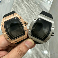 La dernière montre mécanique ultra-fine 6701 Tonneau à cadran squelette lumineux est un cadeau d'affaires haut de gamme pour homme