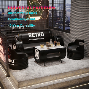 ชุดเก้าอี้โต๊ะต้อนรับคู่กาแฟร้านดุมถังน้ำมันสไตล์อุตสาหกรรมวินเทจหรูหรา - Product Image 1