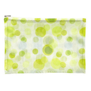 Sac en maille RPET de bonne qualité pochette à fermeture éclair sac cosmétique en maille de style couleur verte écologique - Product Image 1