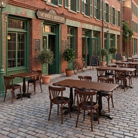 Ensemble table et chaises en bois massif pour pub, style vintage, forte capacité de charge, adapté aux bars commerciaux
