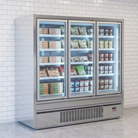 Réfrigérateur-congélateur commercial vertical multi-portes à porte vitrée, avec contrôle numérique et dégivrage automatique
