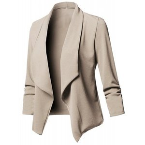 Rüschen Asymmetrische Casual Business Anzug Outwear Langarm Damen Blazer und Jacken Damen Dünne Blazer Cardigan Mantel - Product Image 6