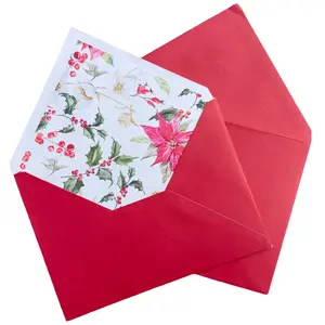 Custom Flower 13.2X18.4cm Self-Seal Paper Sleeve Eco-Friendly Luxury Money Bag For Party Wedding Gift Card Envelopes