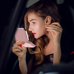 Portable LED Makeup <b>Mirror</b> Double Side Light Three-color Light Portable Folding Handheld USB Charging Small <b>Mirror</b> - Product Image 6