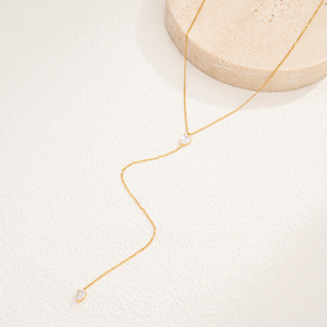 2026 AW 신상 보헤미안 Y자형 지르콘 섬세한 눈물 모양 스웨터 체인 목걸이 다잔 핫 18k 금도금 변색 방지 스테인리스 스틸 주얼리 - Product Image 5