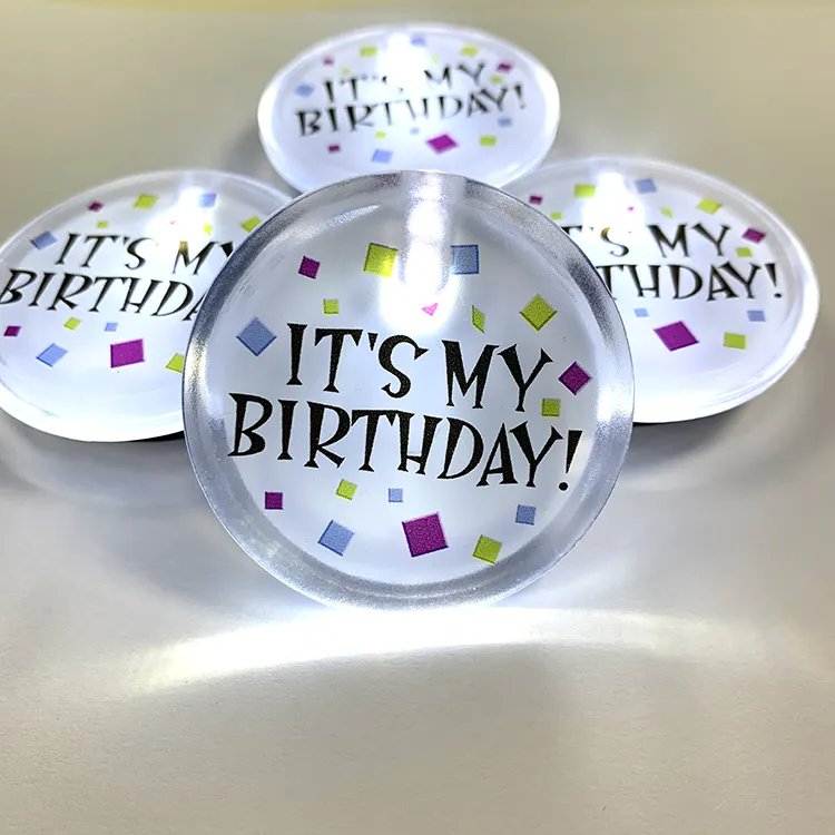 Custom logo and shape flashing pin badge promotion gifts led badge cheap PS birthday led pin id name badge for party
