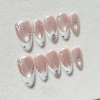 Faux ongles press-on œil de chat hexagramme, couvrance totale, pré-conçus, fabrication chinoise, 10 pièces