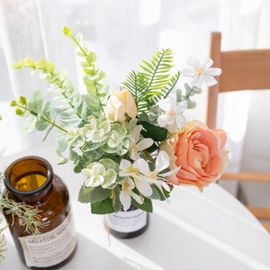 CallaFloral <b>Artificial</b> Rose Eucalyptus <b>Bouquet</b> Plastic Woven Fabric Wedding Home Decor CF01260 - Product Image 1