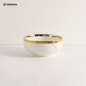 oem custom rectangle plates bowls <b>marble</b> design golden rim trim luxury porcelain <b>dinnerware</b> tableware and cup <b>set</b> - Product Image 3