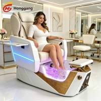 Fauteuil de pédicure professionnel pour salon de manucure, fauteuil inclinable avec bain de pieds, station de spa, massage et accoudoirs pour manucure