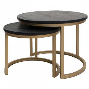 Tables basses de style noir doré avec table à manger basse en bois massif meubles de salon de luxe meubles de chambre à coucher pour la maison - Product Image 1