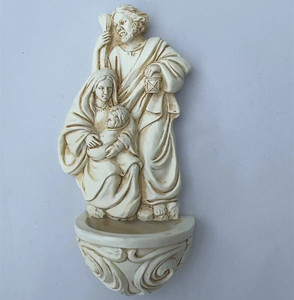 WeiVista Résine Ivoire Sainte Famille <span class=keywords><strong>Saint</strong></span> Joseph Marie et l'Enfant Jésus-Christ Fontaine d'eau Collection religieuse - Product Image 3