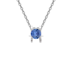 Trendy Classic 18K Solid <strong>Gold</strong> Women's Jewelry Real <strong>Sapphire</strong> Pendant Charm <strong>Necklace</strong> and Sparkle O Chain for Weddings - Product Image 1