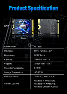 M.2 2230 NVMe PCIe Gen4 * 4 SSD 512GB 1TB 2TB 3D 낸드 플래시 5200 MB/s - Product Image 6